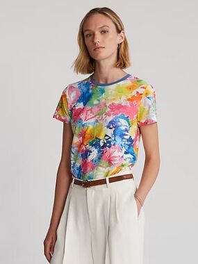 Ralph Lauren Golf Floral Performance Stretch Jersey Tee Small